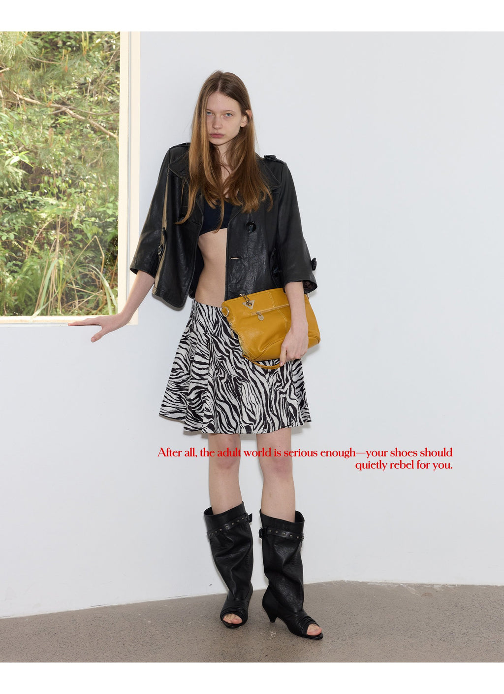 Peep Buckle Draped Boot (2color)