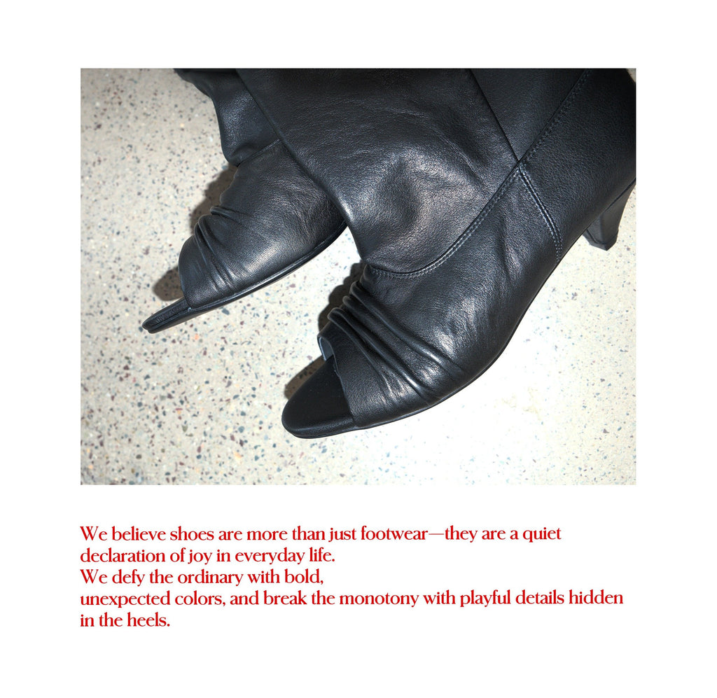 Peep Buckle Draped Boot (2color)
