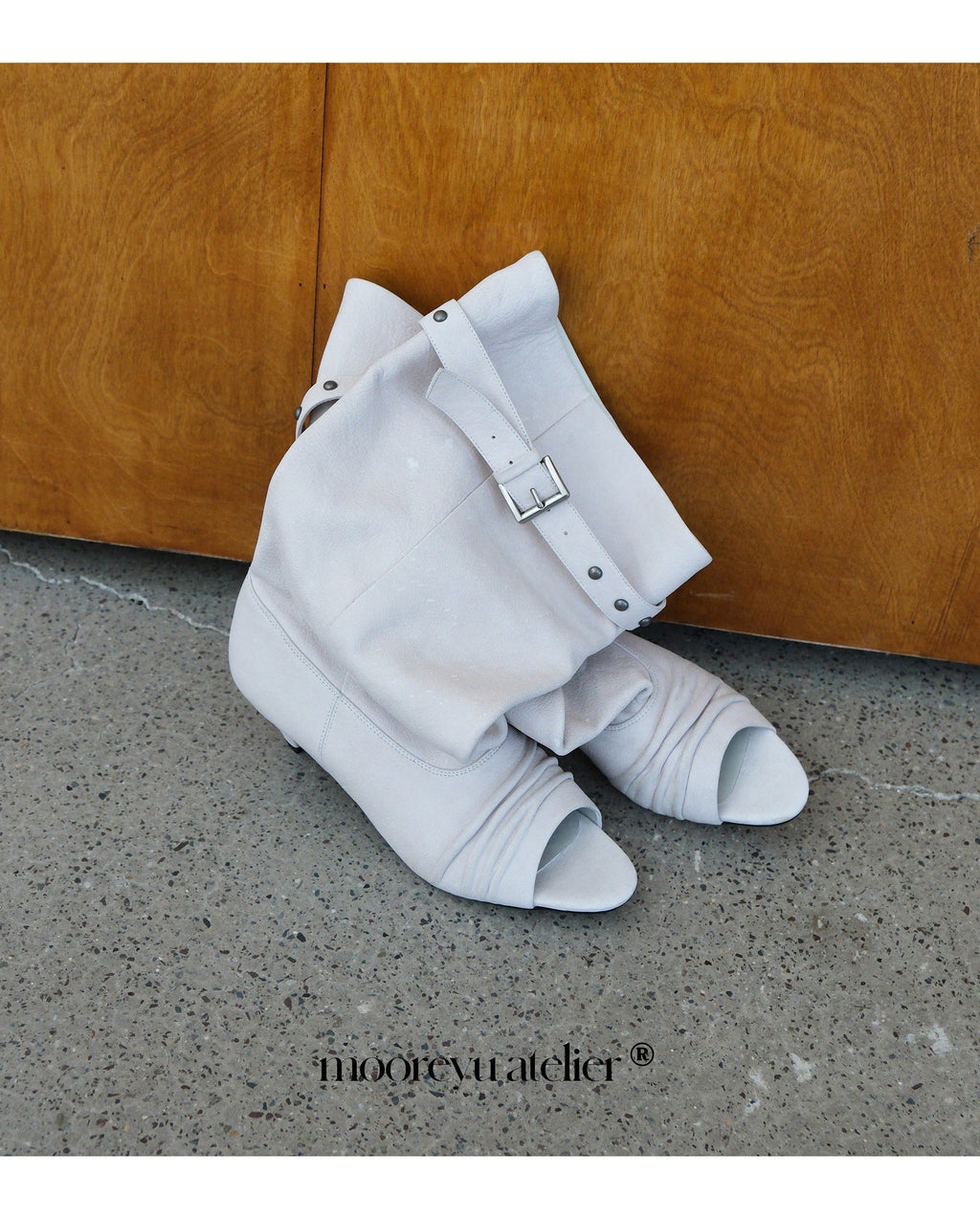 Peep Buckle Draped Boot (2color)