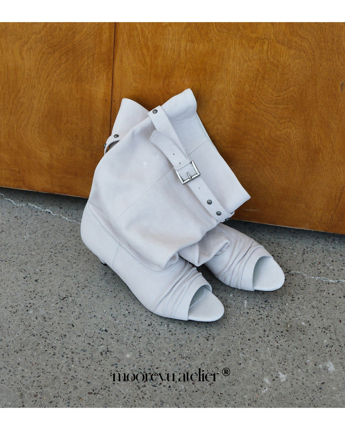 Peep Buckle Draped Boot (2color)