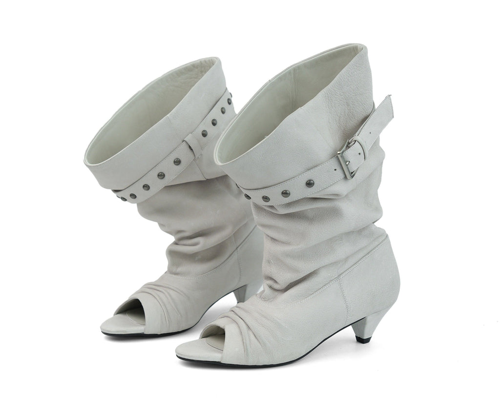 Peep Buckle Draped Boot (2color)