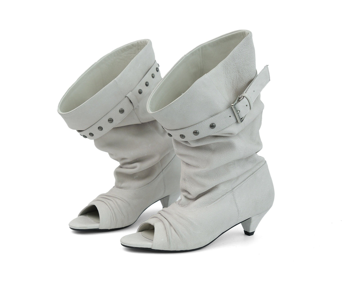 Peep Buckle Draped Boot (2color)