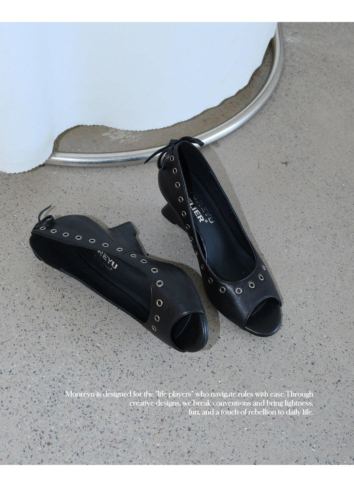 Rebel Eyelet Peep-Toe Heels
