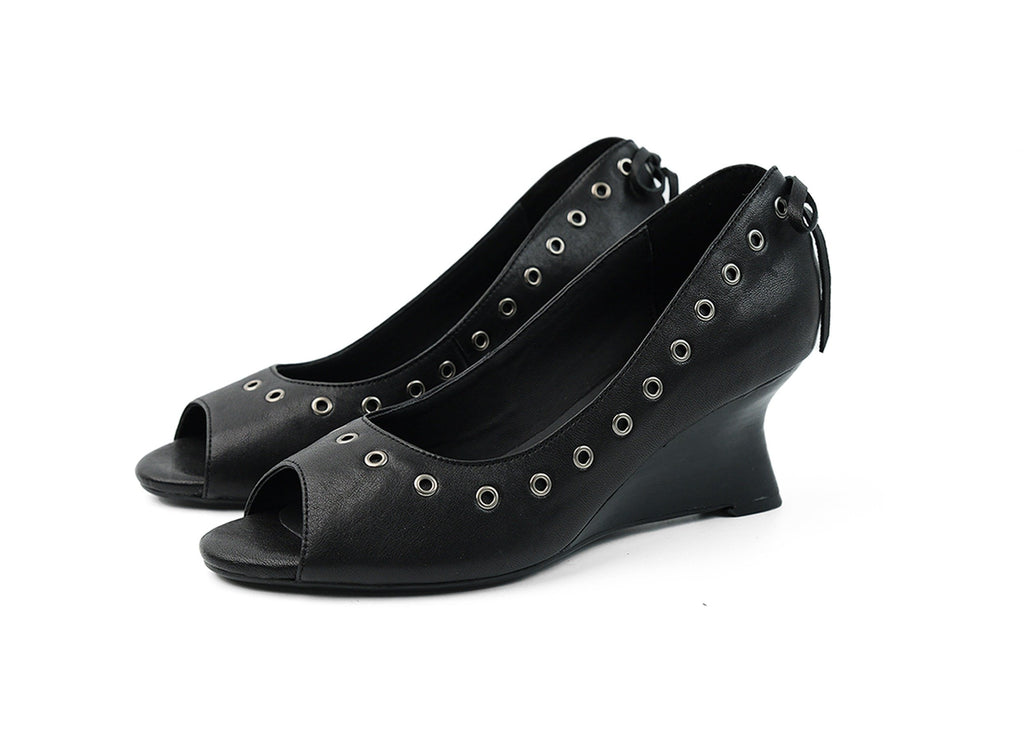 Rebel Eyelet Peep-Toe Heels