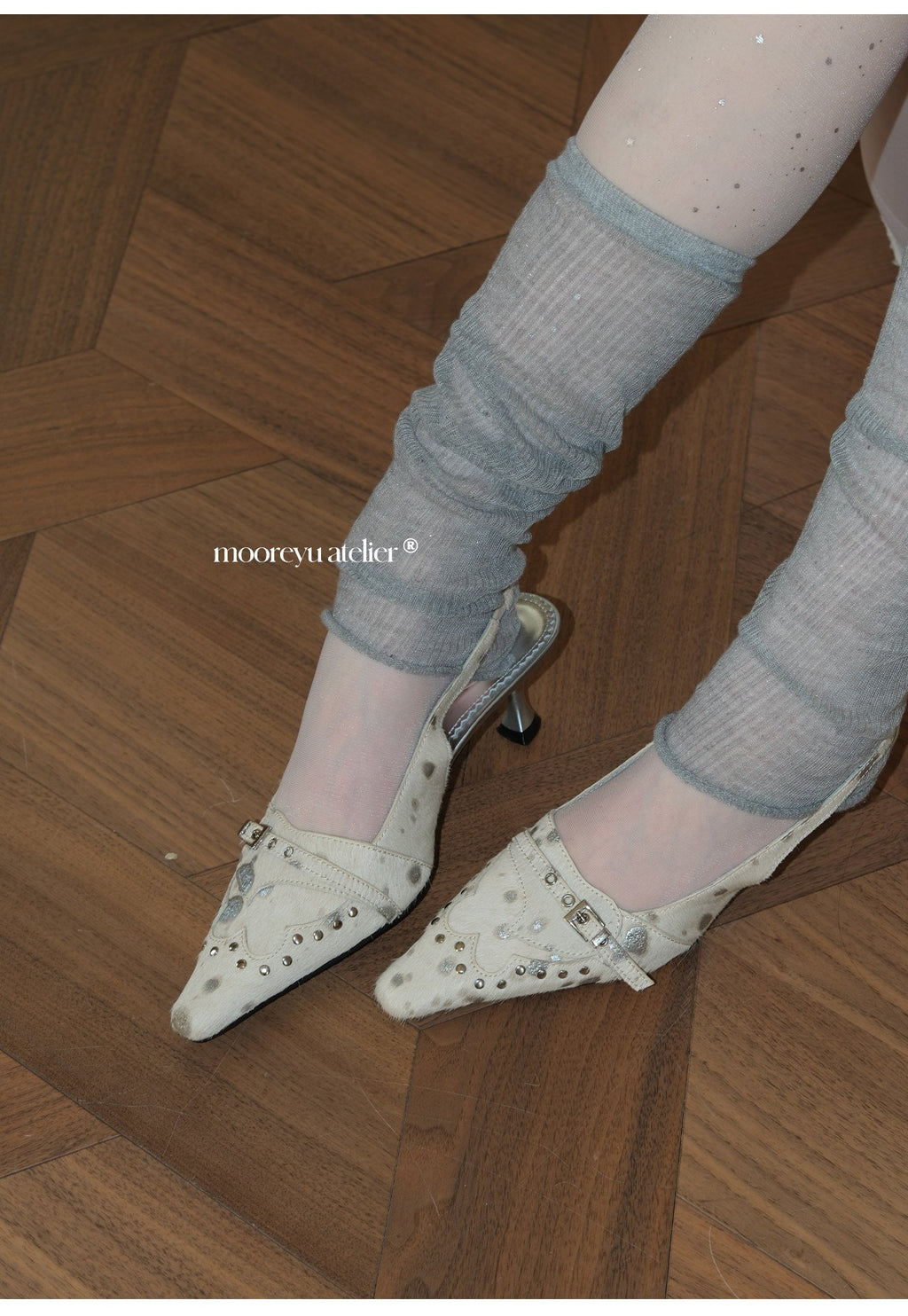 Studded Slingback Shoes (2color)