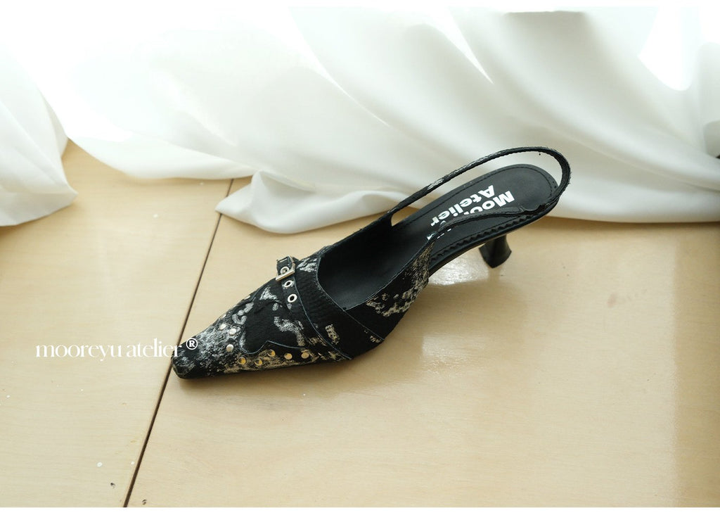 Studded Slingback Shoes (2color)