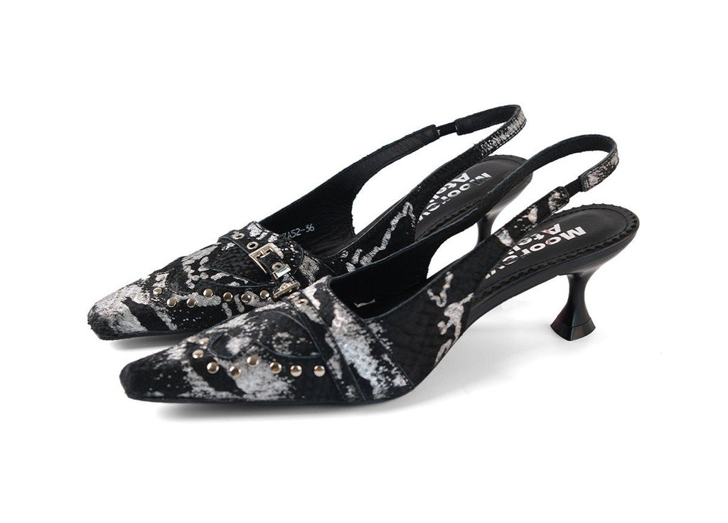 Studded Slingback Shoes (2color)