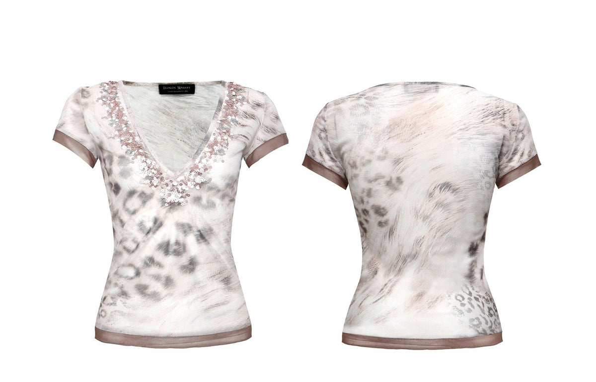 Gradient Sequin Leopard Top