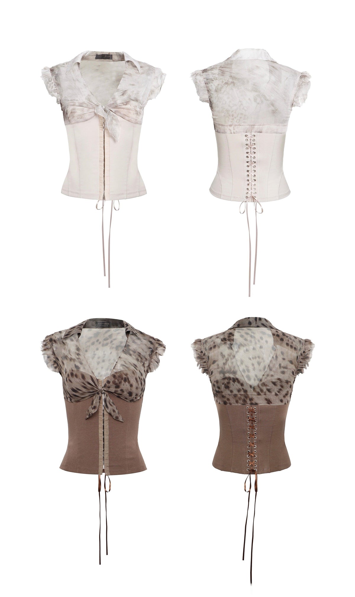 Flutter Mesh Corset Top (2color)
