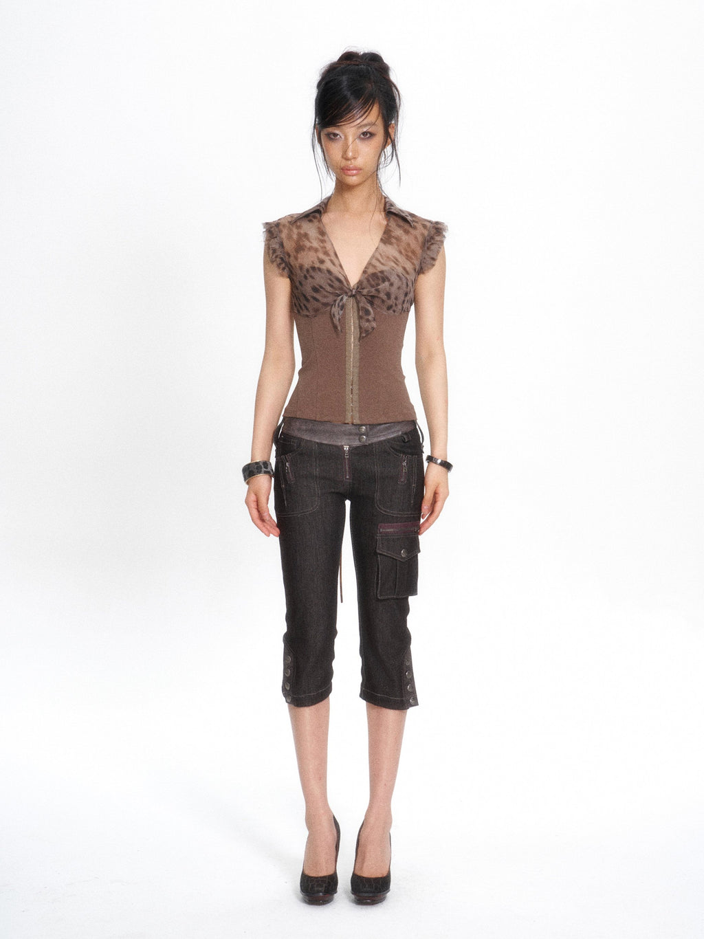 Flutter Mesh Corset Top (2color)