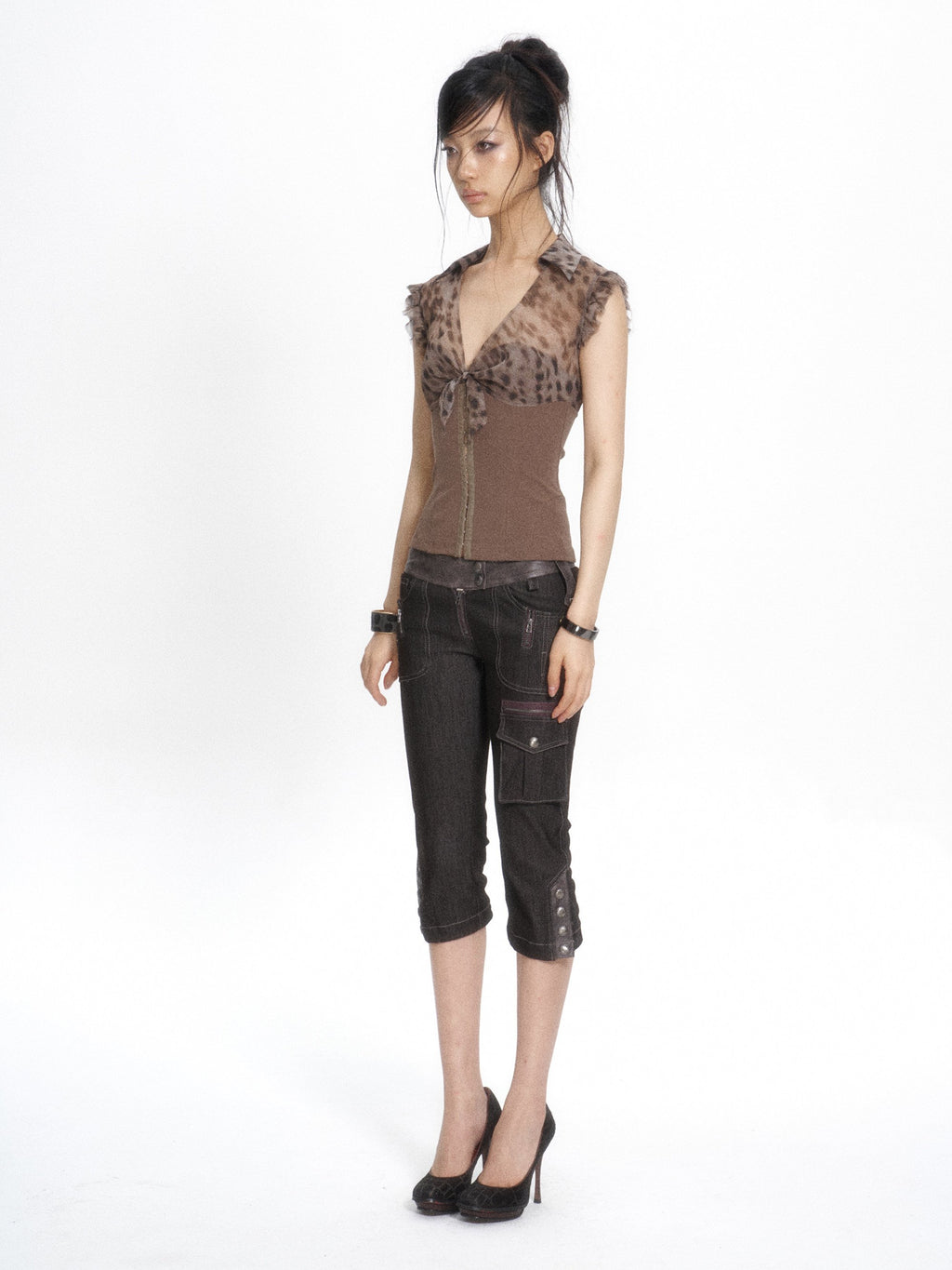 Flutter Mesh Corset Top (2color)