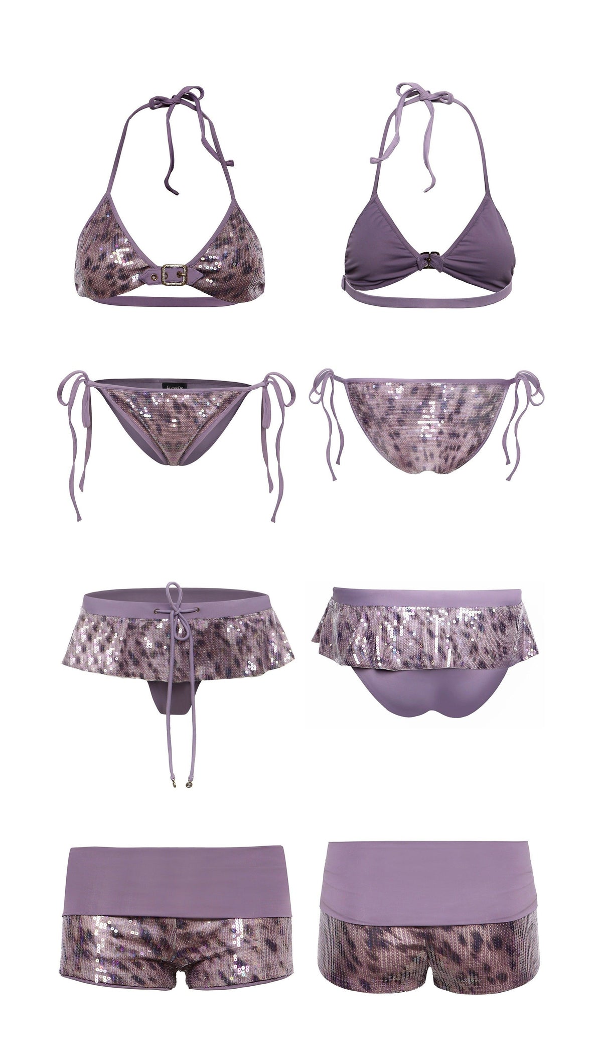 Sequin Leopard Halter Bikini