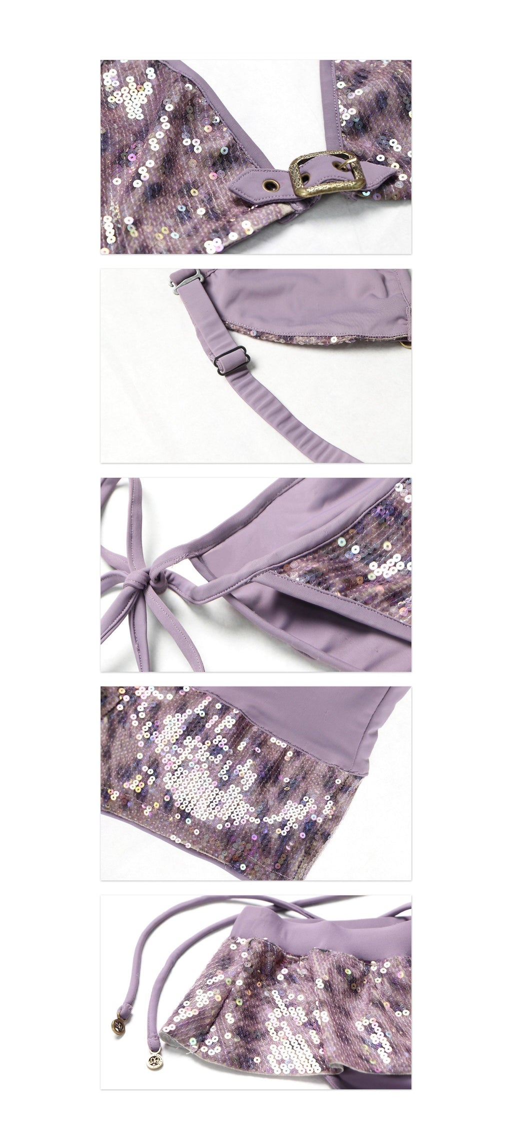 Sequin Leopard Halter Bikini