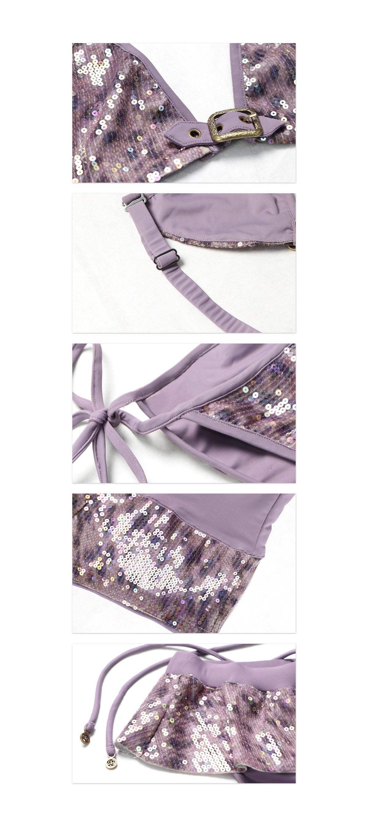 Sequin Leopard Halter Bikini