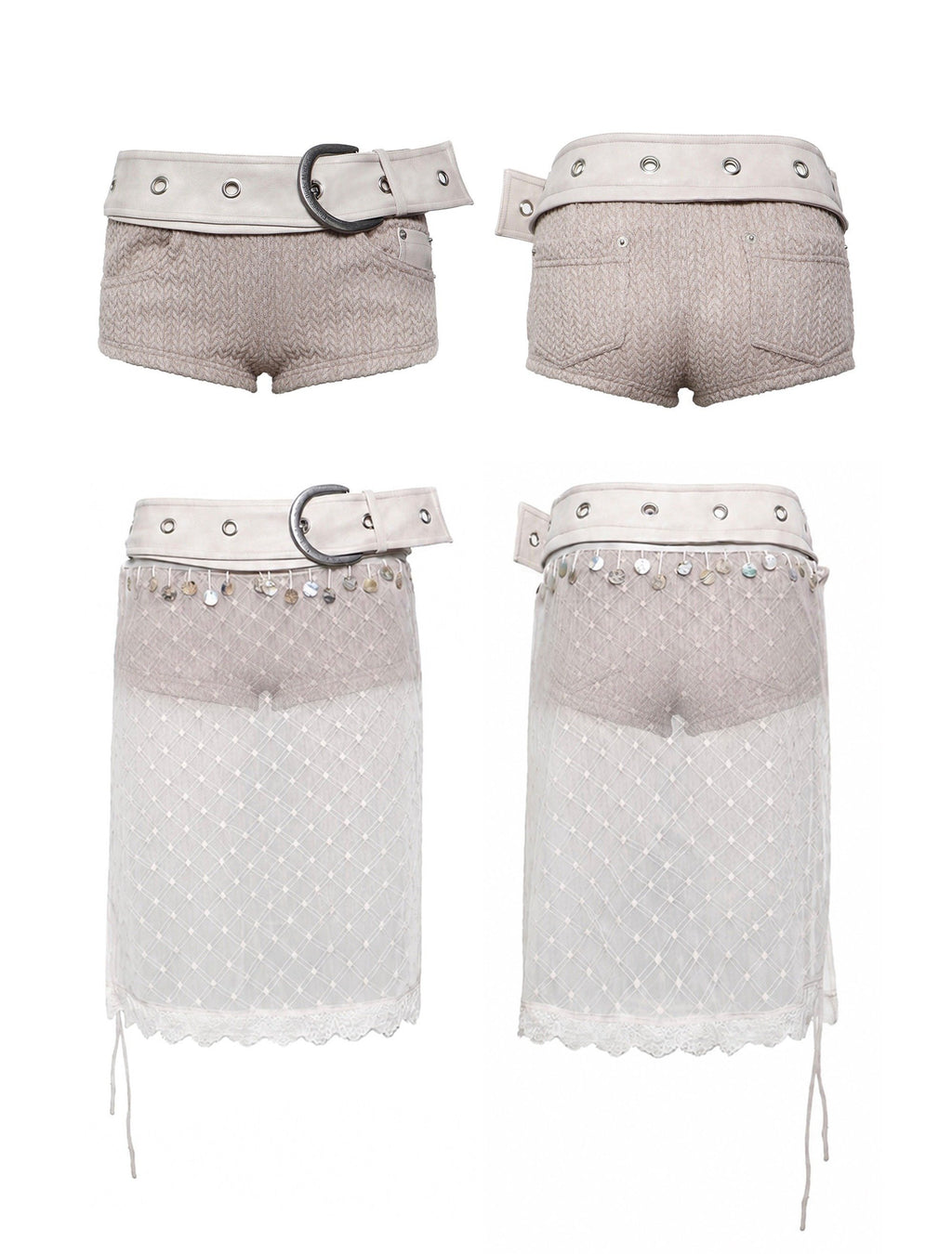 Diamond Mesh Tassel Skirt Pants