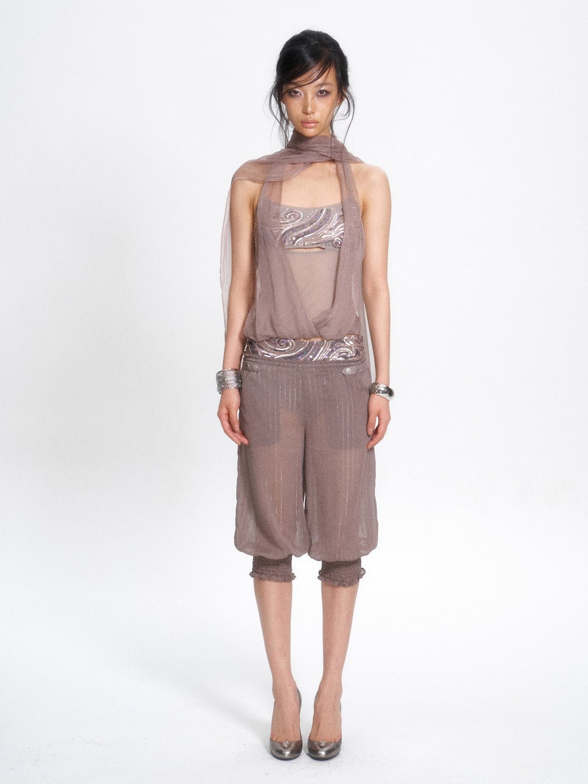 Aurora Spiral Sequin Wide Pants