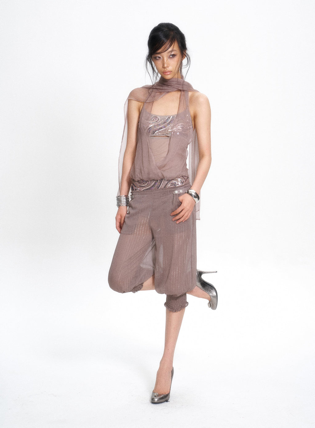Aurora Spiral Sequin Wide Pants