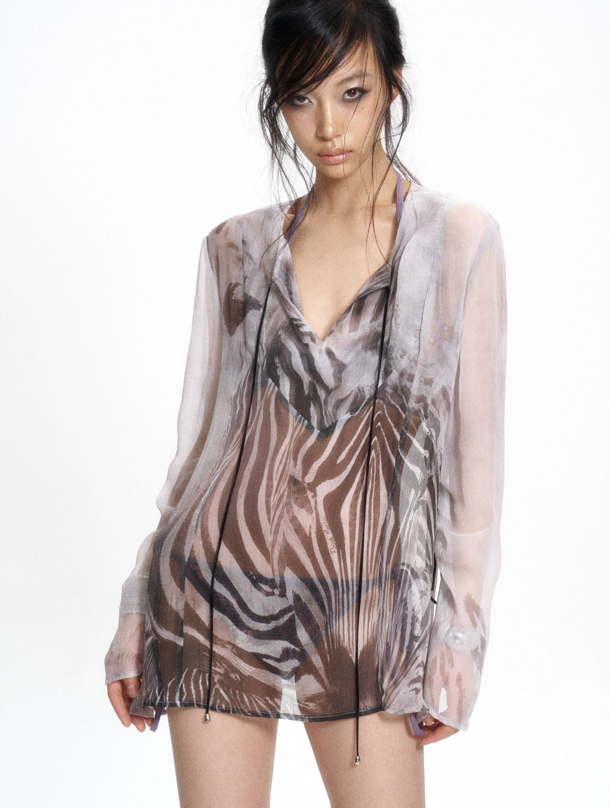 Ink Blur Zebra Tie Top