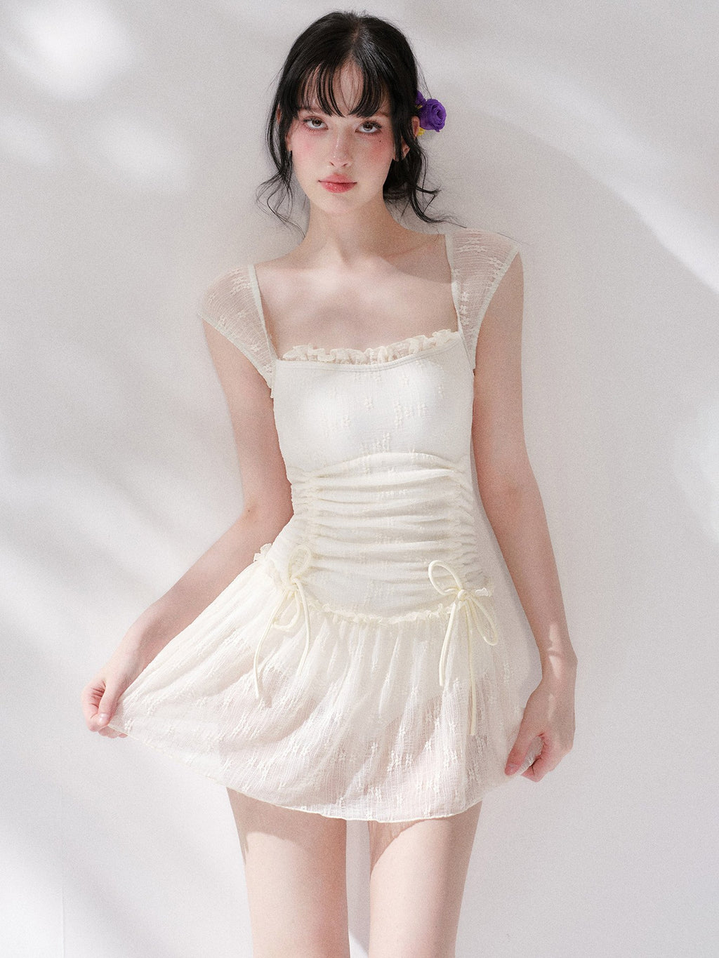 Pure Lace Shirring Swimdress