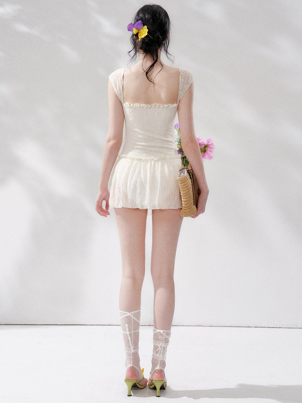 Pure Lace Shirring Swimdress