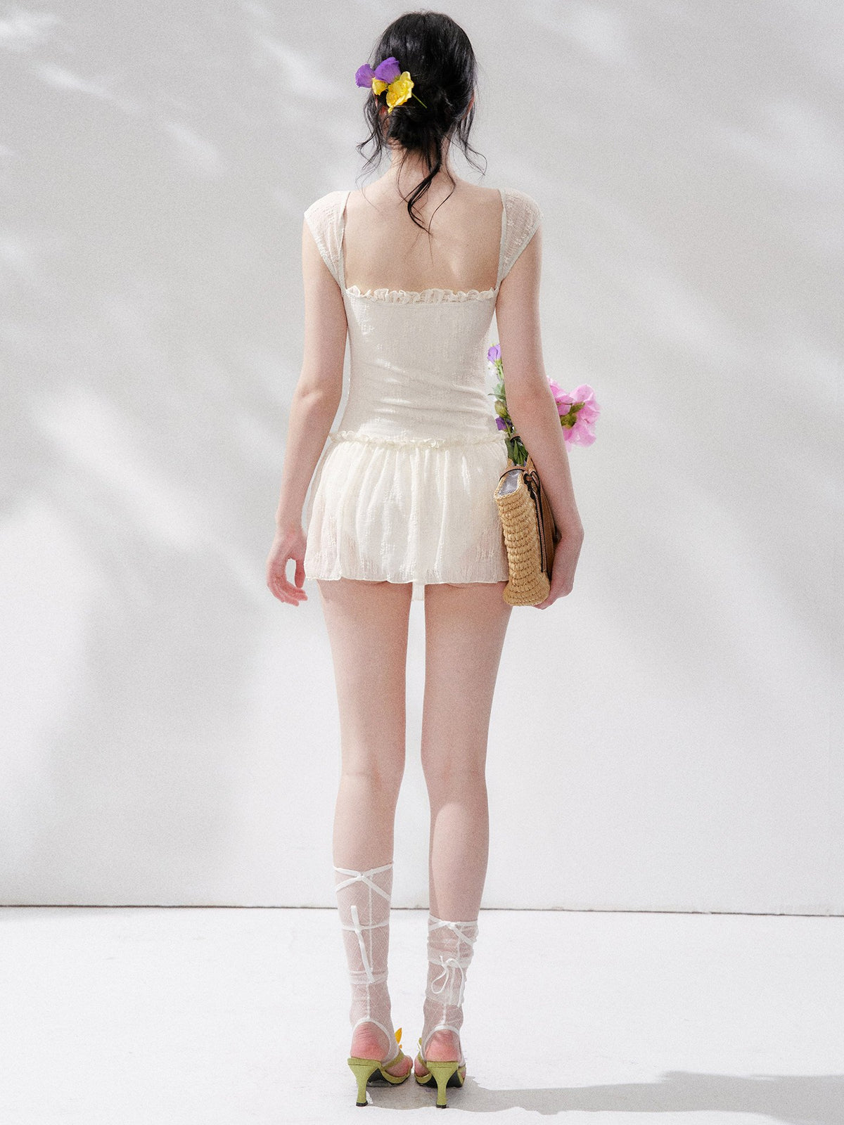 Pure Lace Shirring Swimdress