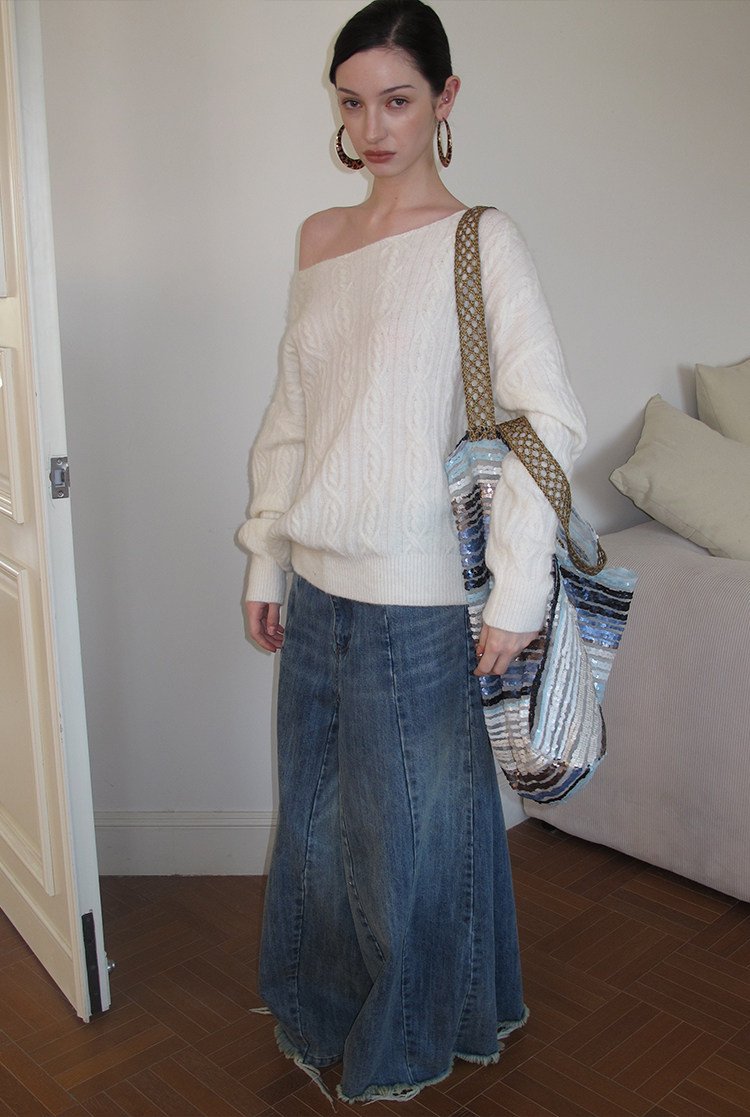 Sequin Wave Stripe Tote Bag