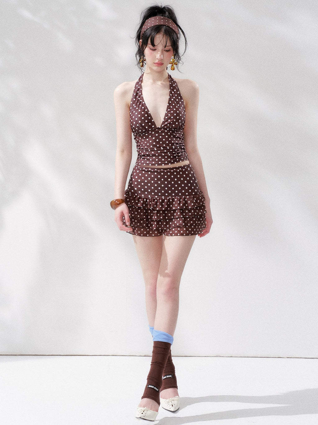 Island Dot Ruffle Skirt Swim Set
