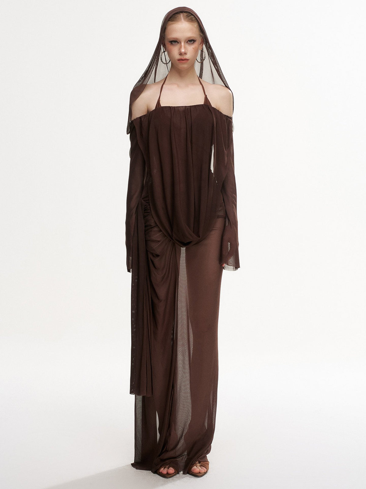 Veil Drape Dress Swim Set (3Piece)