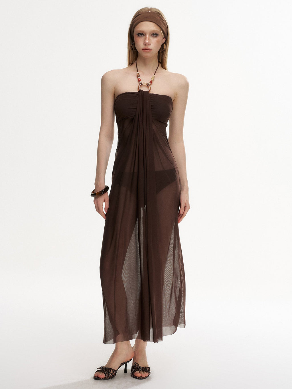 Ring Draped Dress Swim Set (2Piece)