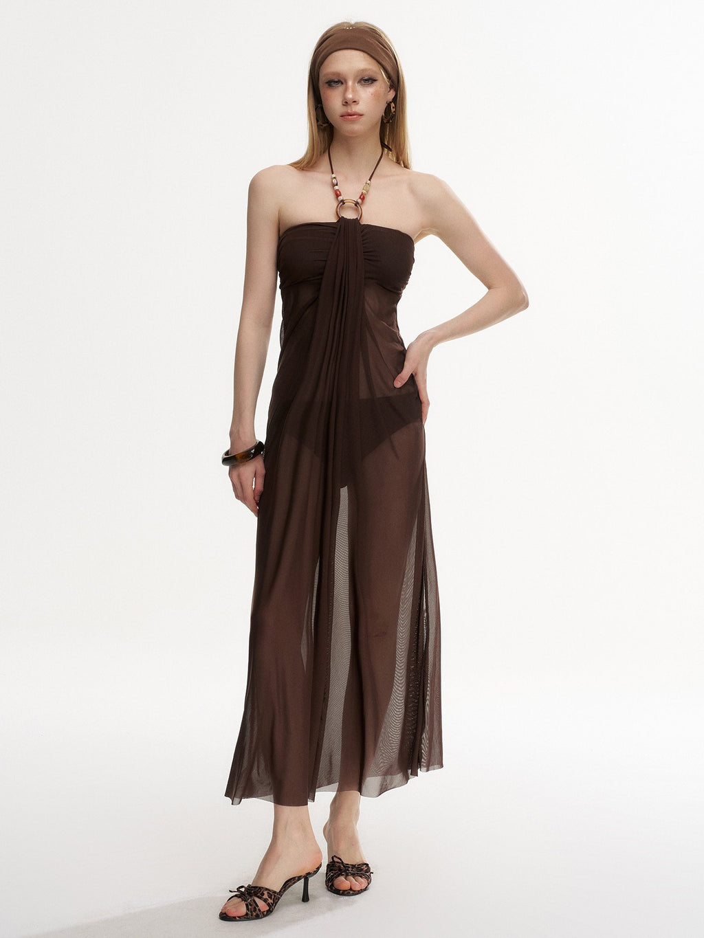 Ring Draped Dress Swim Set (2Piece)