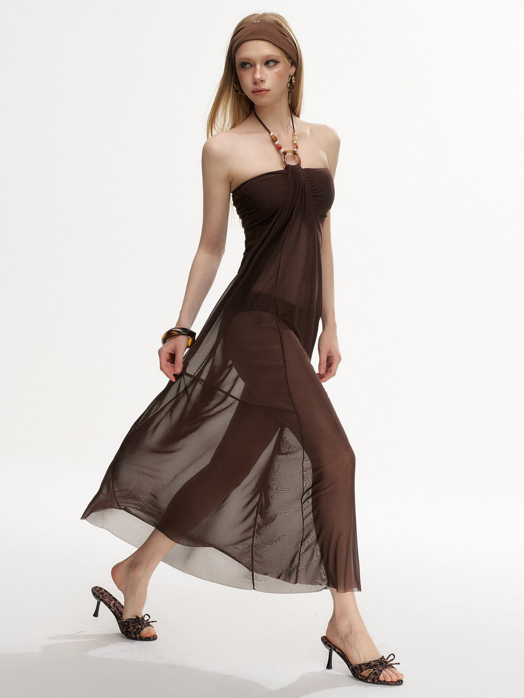 Ring Draped Dress Swim Set (2Piece)