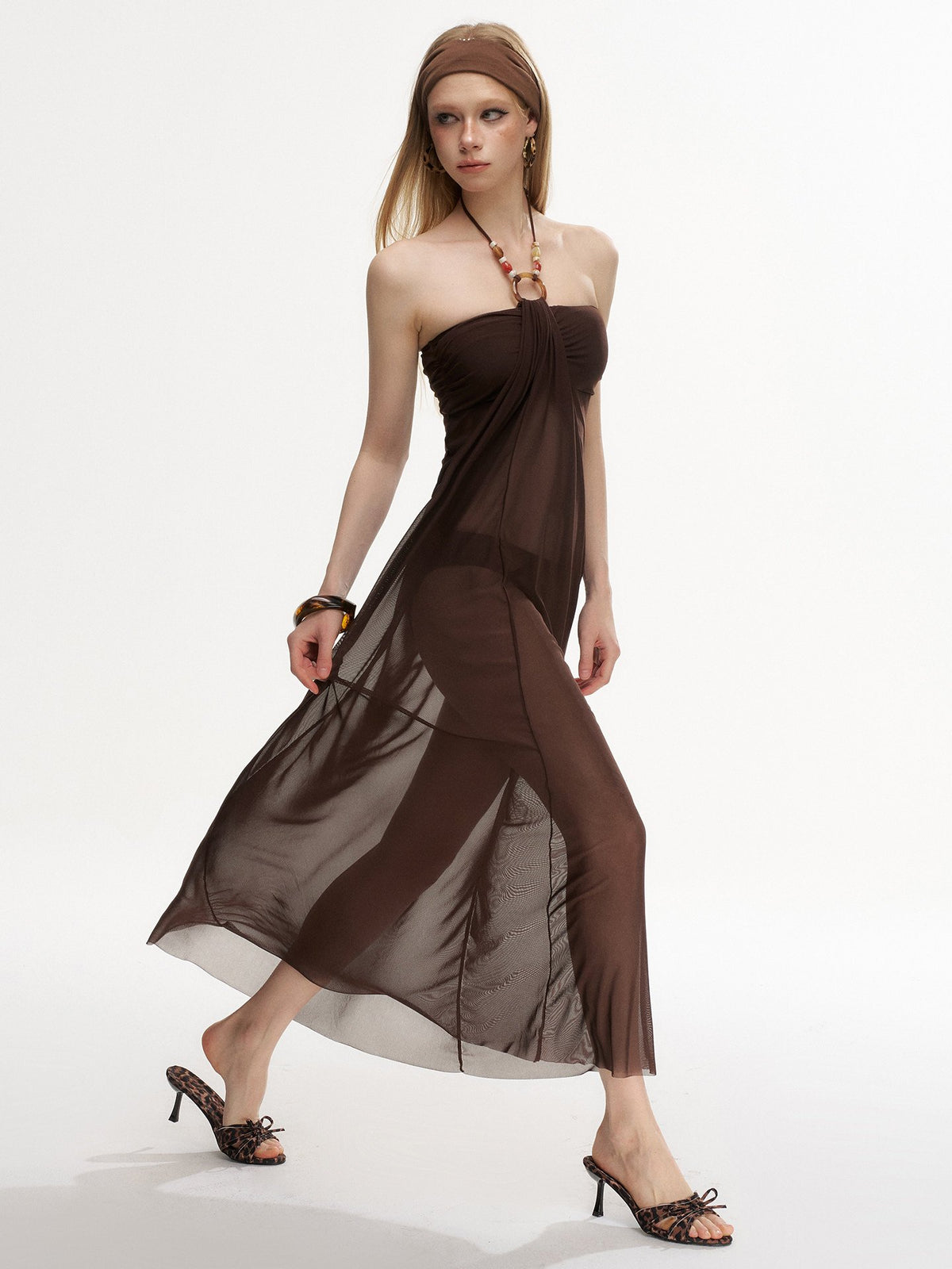 Ring Draped Dress Swim Set (2Piece)