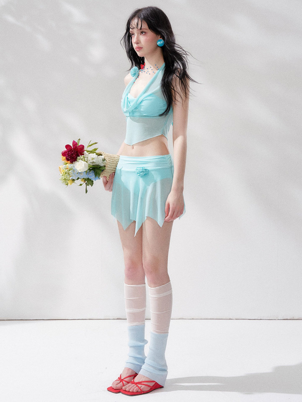 Aqua Drape Halter Top Swim Set (3Piece)