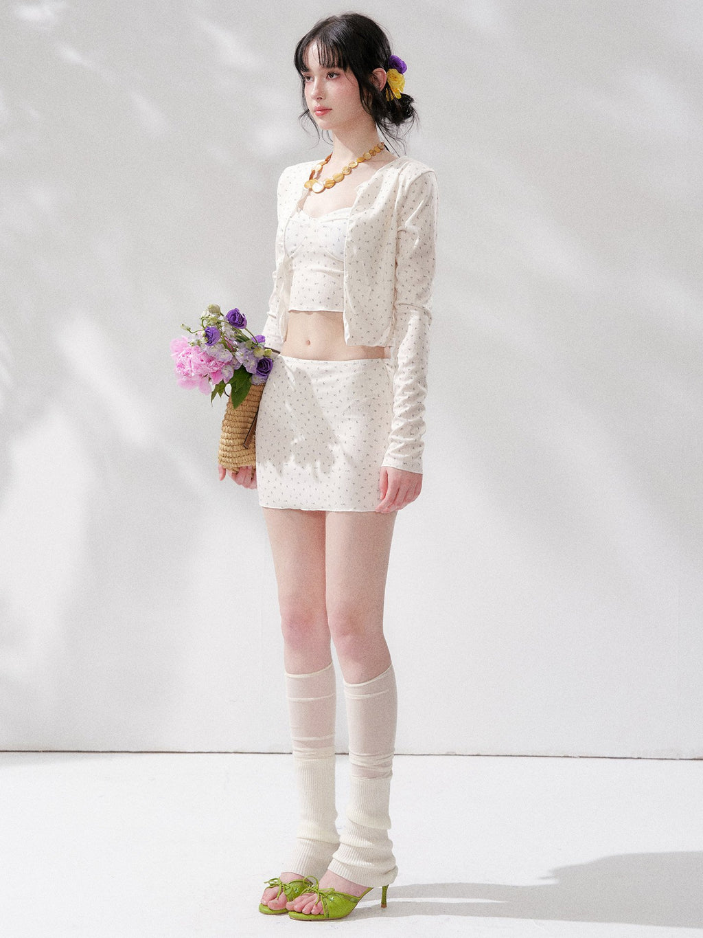 Floral Sheer Cardigan Swim Set (4Piece)