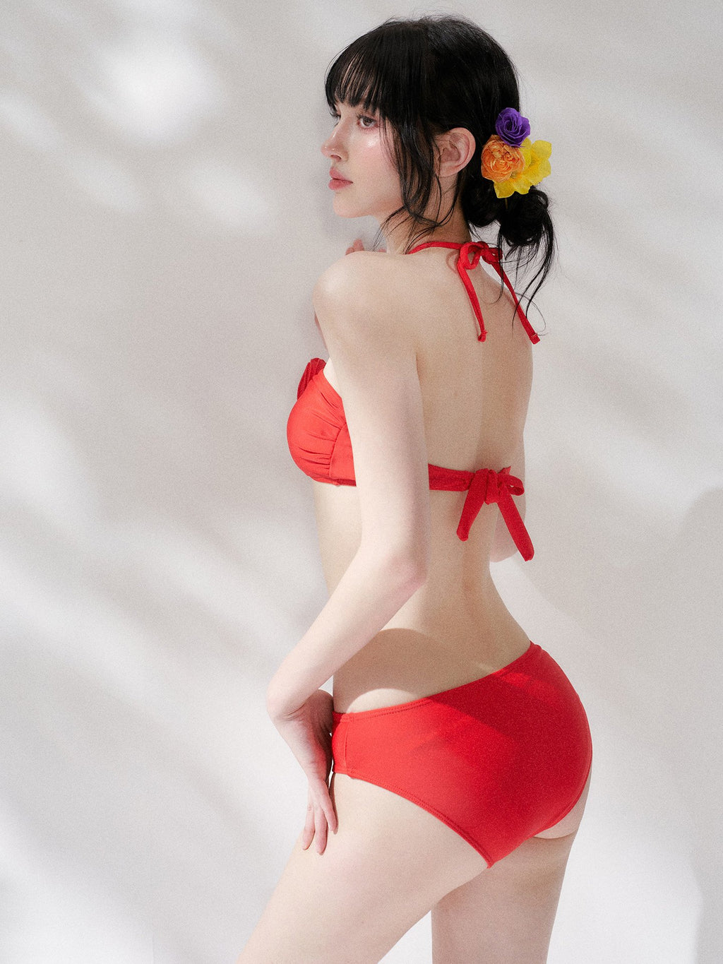 Crimson Bloom Bikini Swim Set (3Piece)