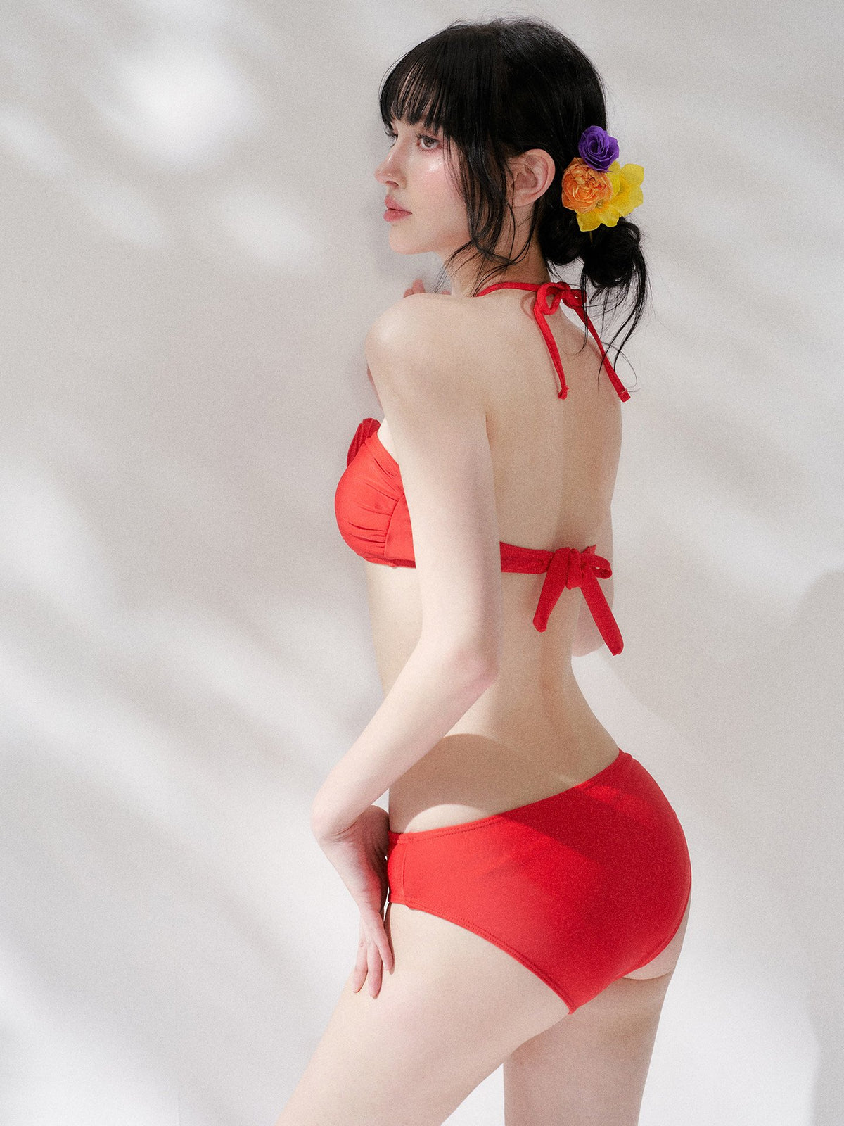 Crimson Bloom Bikini Swim Set (3Piece)