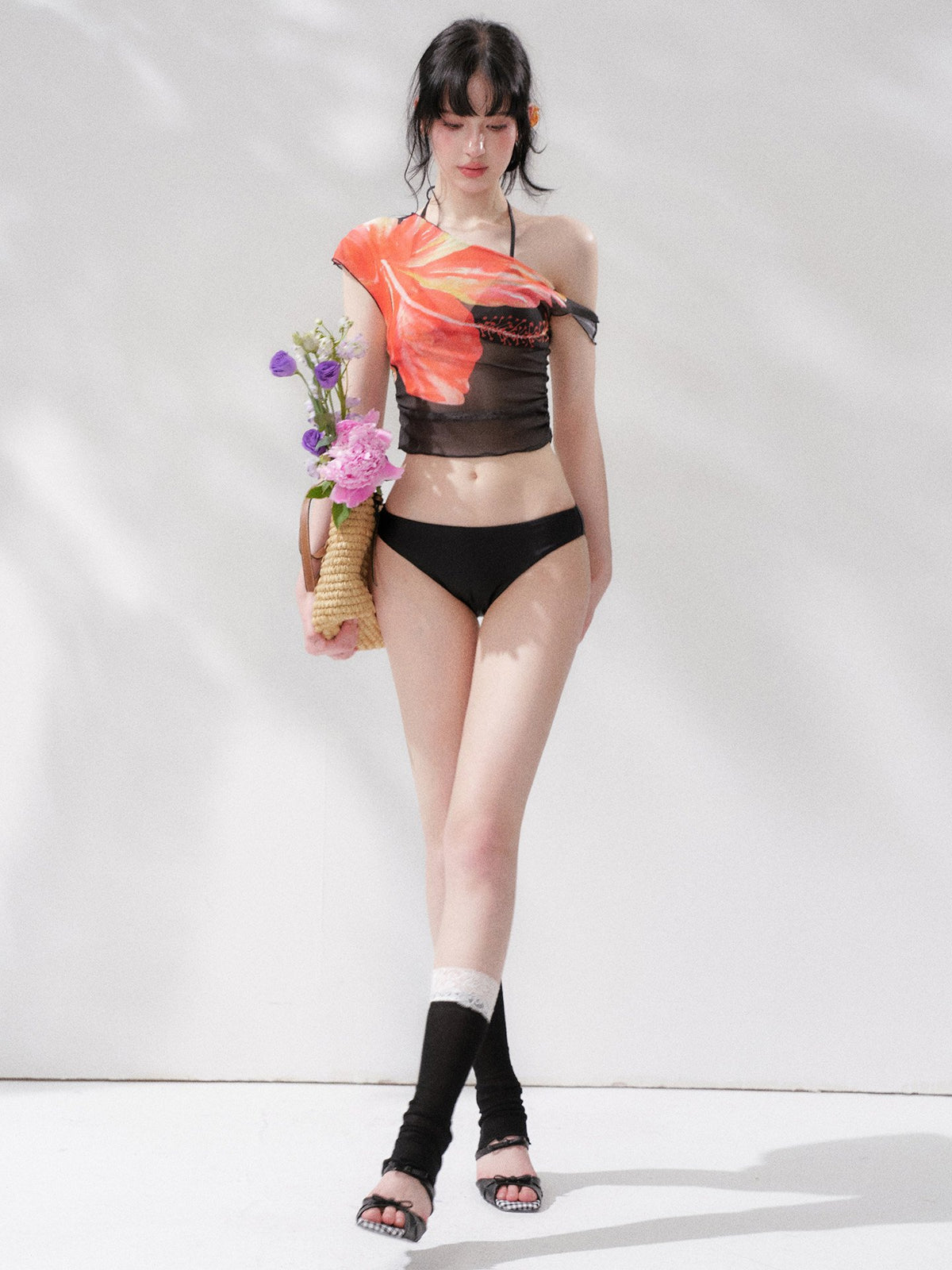 Tropical Bloom Mesh Swim Set (3Piece)