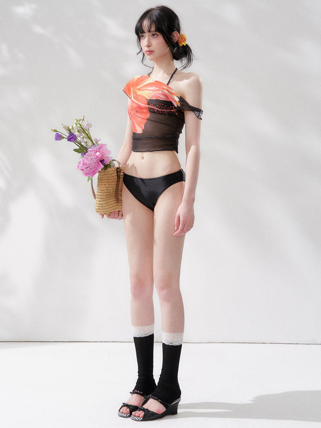 Tropical Bloom Mesh Swim Set (3Piece)