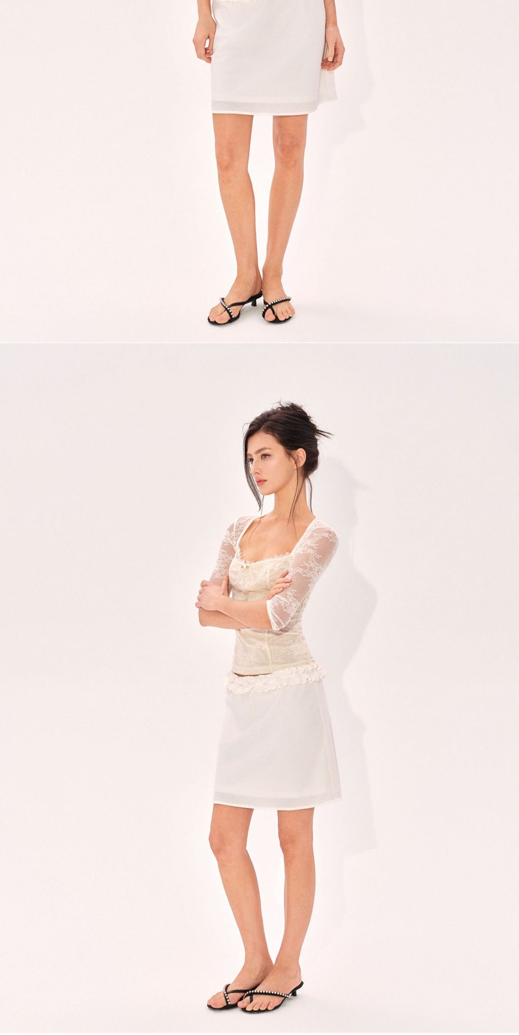 Shell Lace Mid Sleeve Top