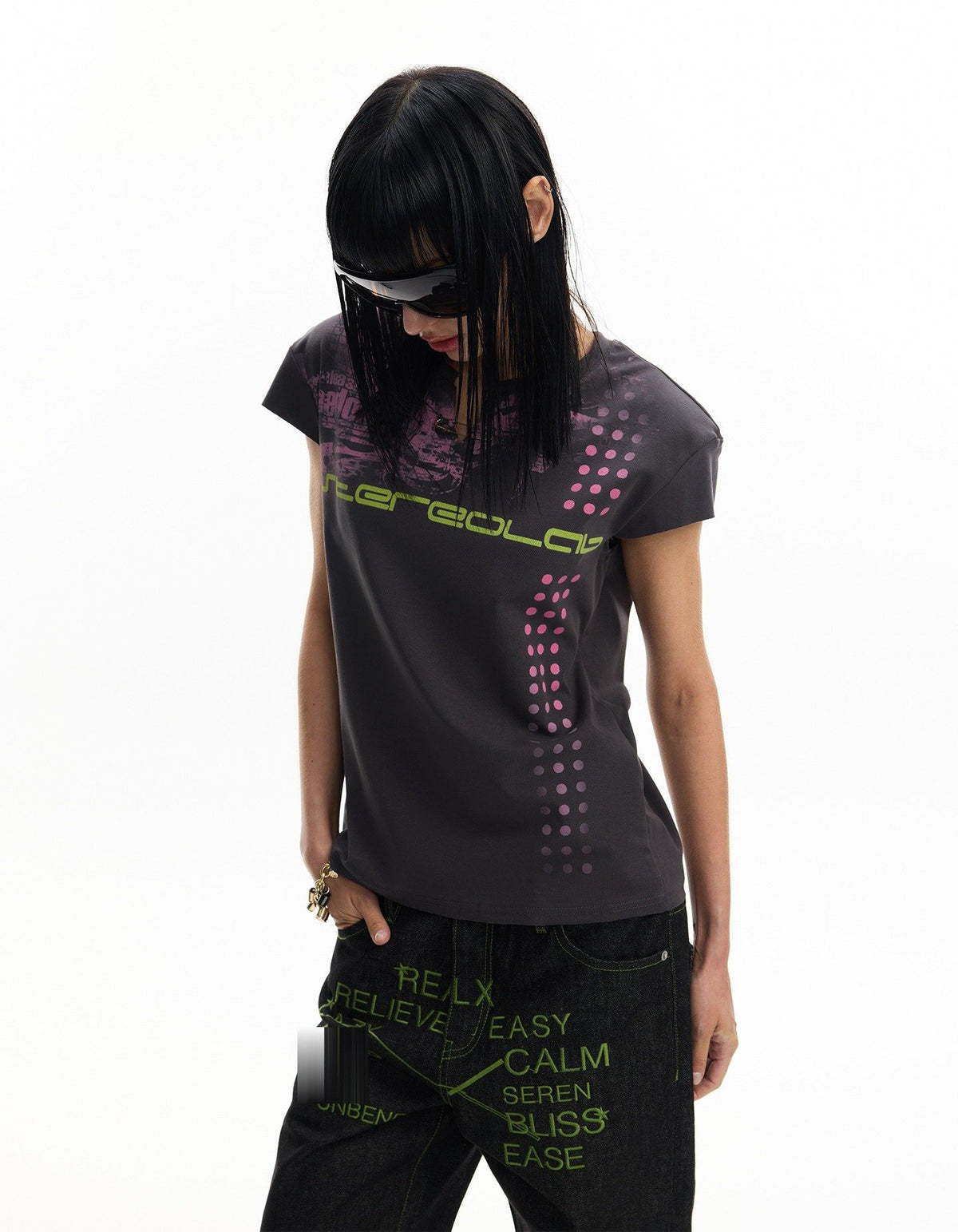 Whirl Dot Wing Sleeve Top