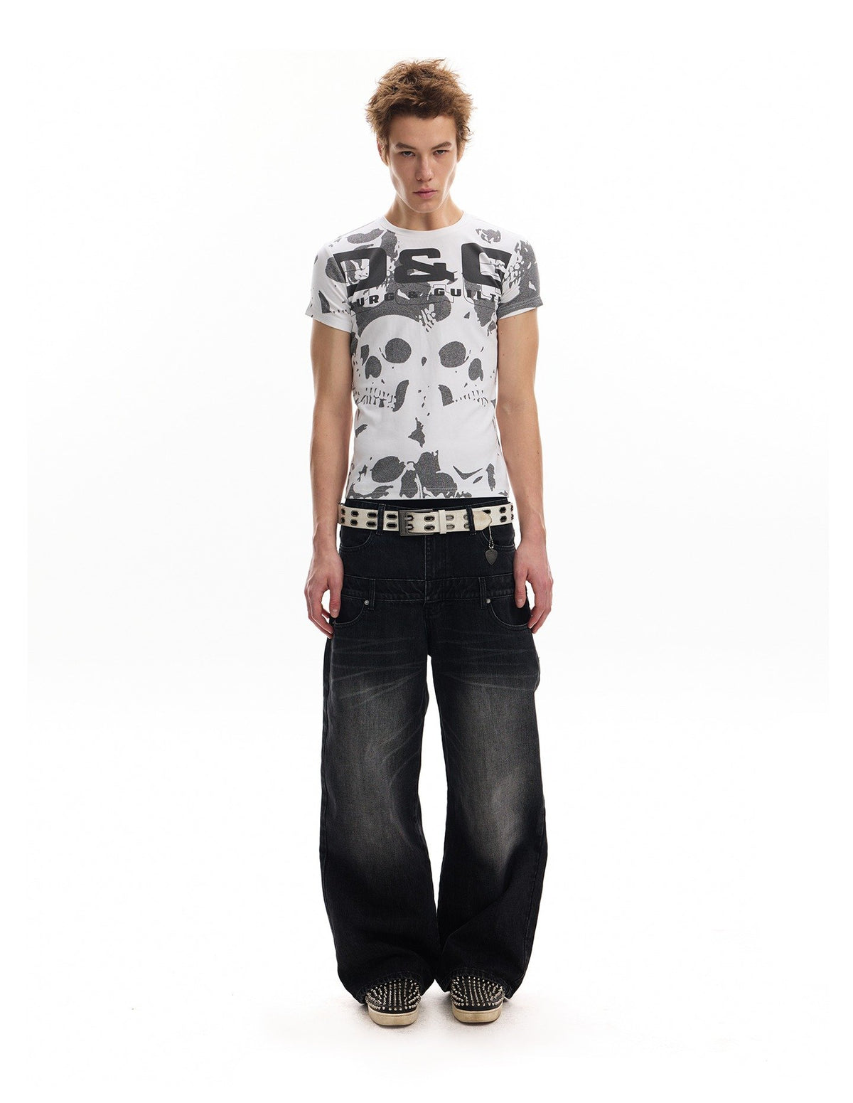 Skull Print Shoulder Top