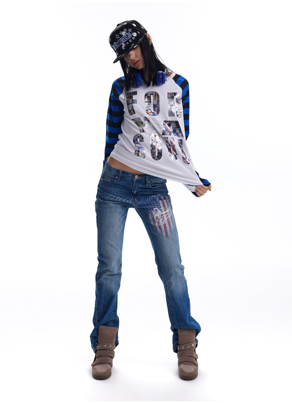 Metal Stripe Raglan Top (2color)