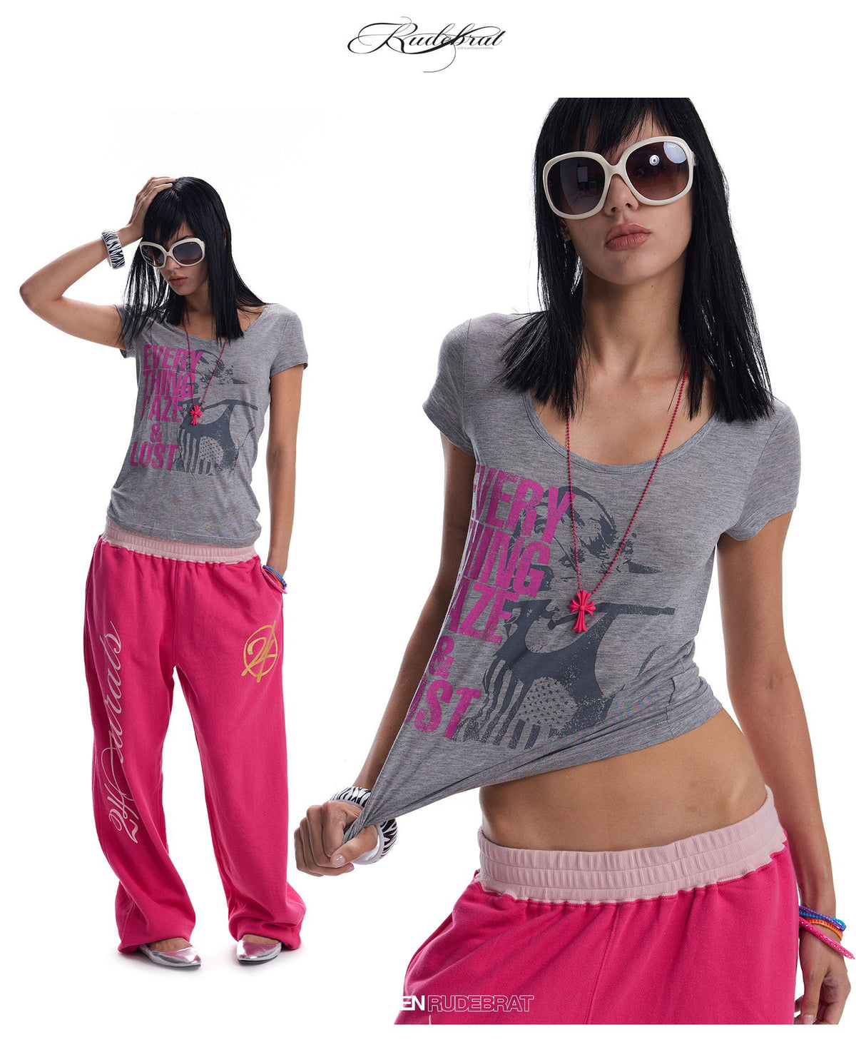 Portrait Colorblock U-Neck Top