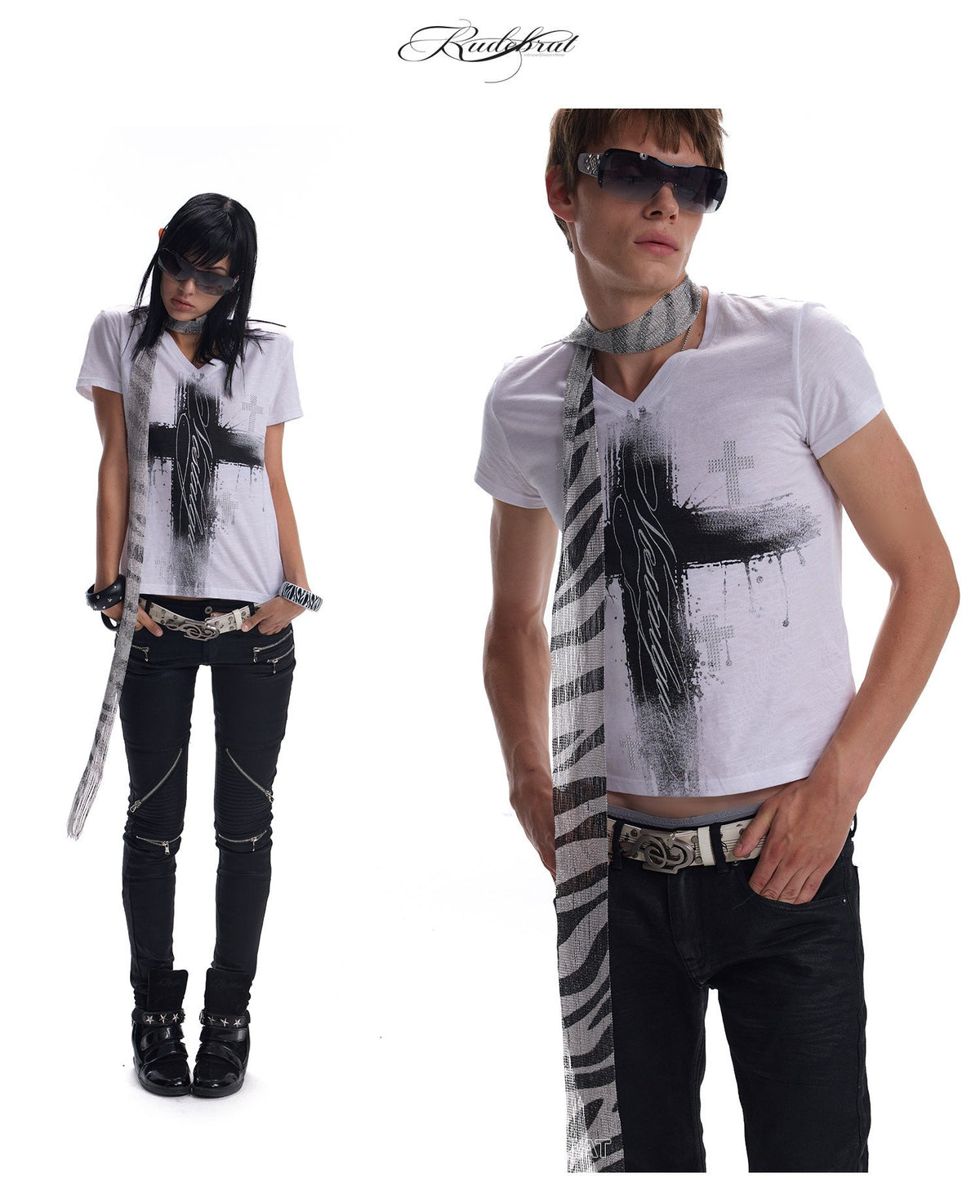 Cross Cubic V Neck Top