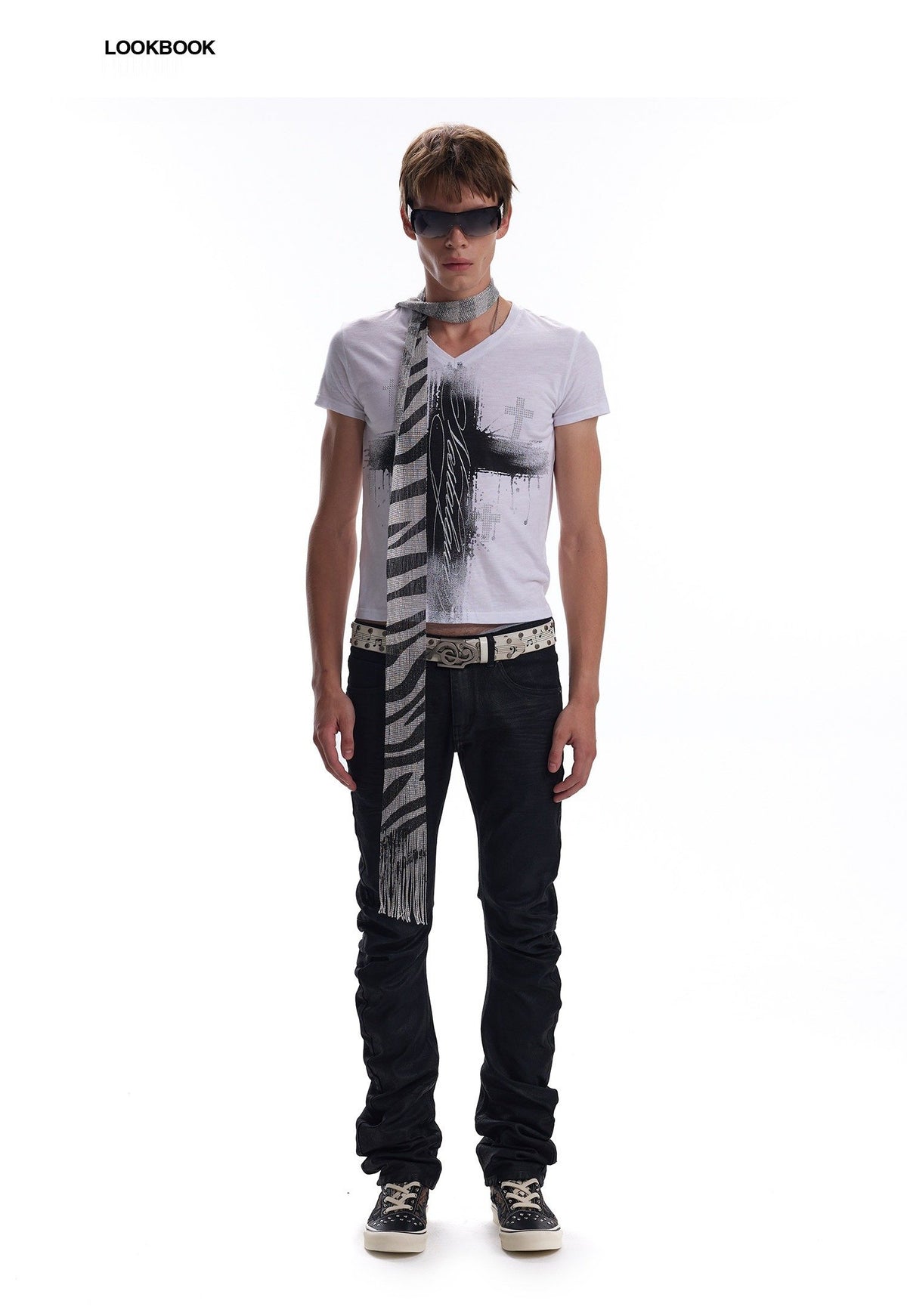 Cross Cubic V Neck Top
