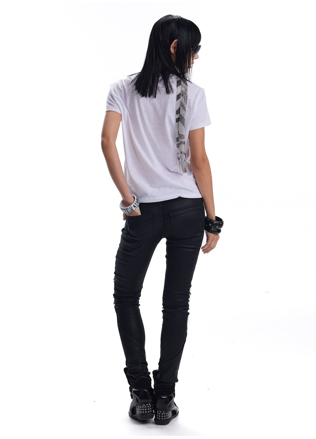 Cross Cubic V Neck Top