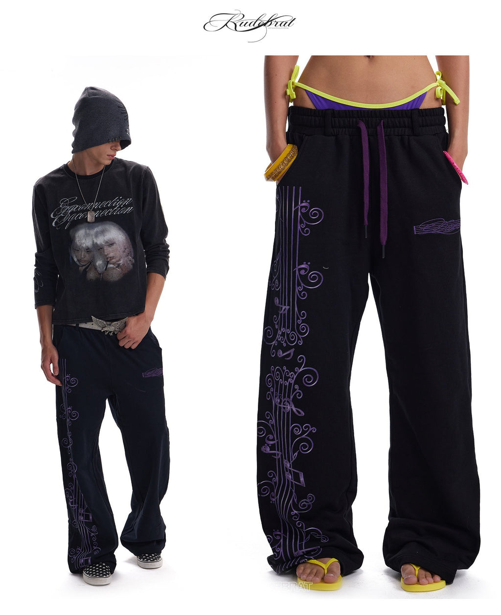 Vine Note Straight Pants