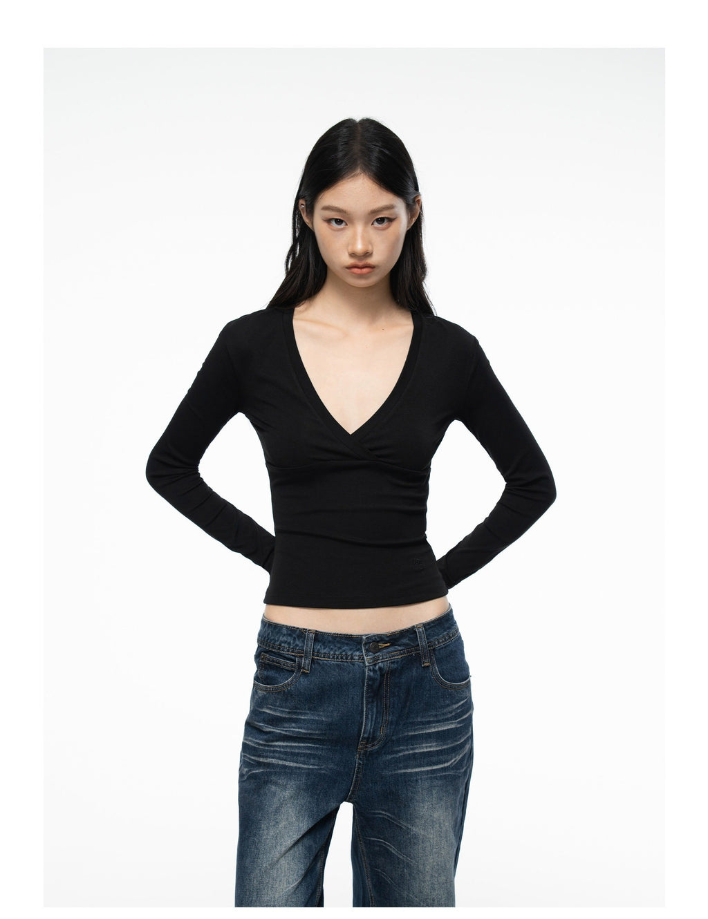 Deep V Wrap Top (2color)