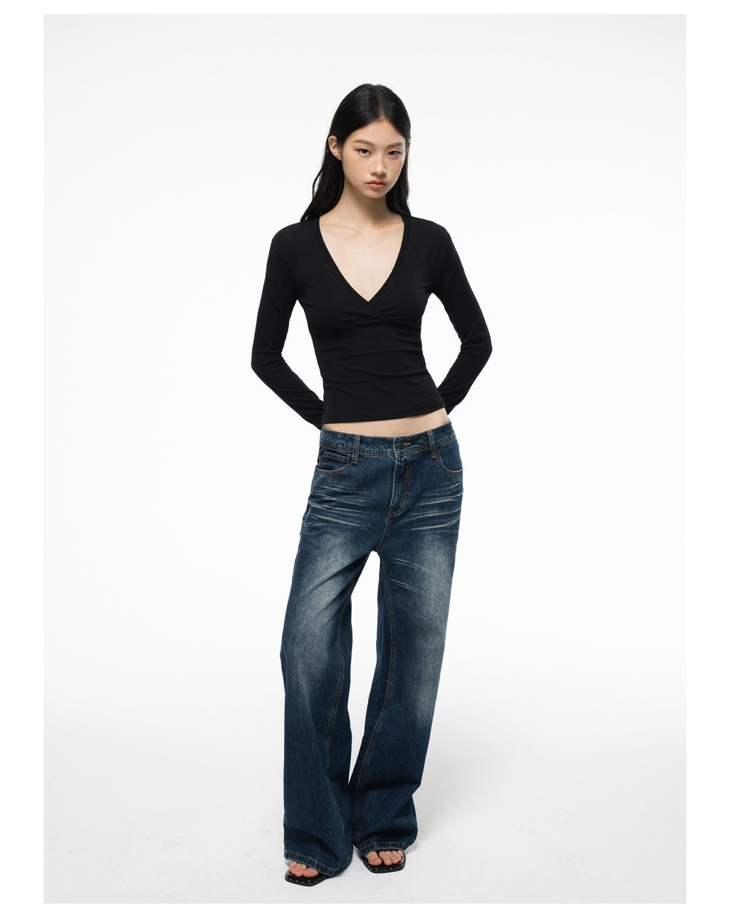 Deep V Wrap Top (2color)