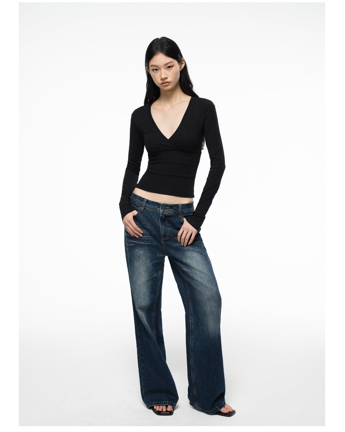 Deep V Wrap Top (2color)